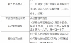 中国人寿保险崇礼支公司被罚1万元：内控管理不到位