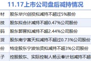 11月17日上市公司减持汇总：远翔新材等6股拟减持（表）