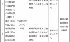 人保寿险宁夏回族自治区分公司被罚42.5万元：利用保险代理人以虚构保险中介业务方式套取费用等