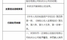 深圳市一正保险公估股份有限公司杭州分公司被罚3万元：未依法开展保险公估业务