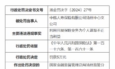 中韩人寿扬州中心支公司被罚5万元：因利用开展保险业务为个人谋取不正当利益