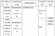 赣州银行寻乌支行因贷后管理不到位被罚30万元